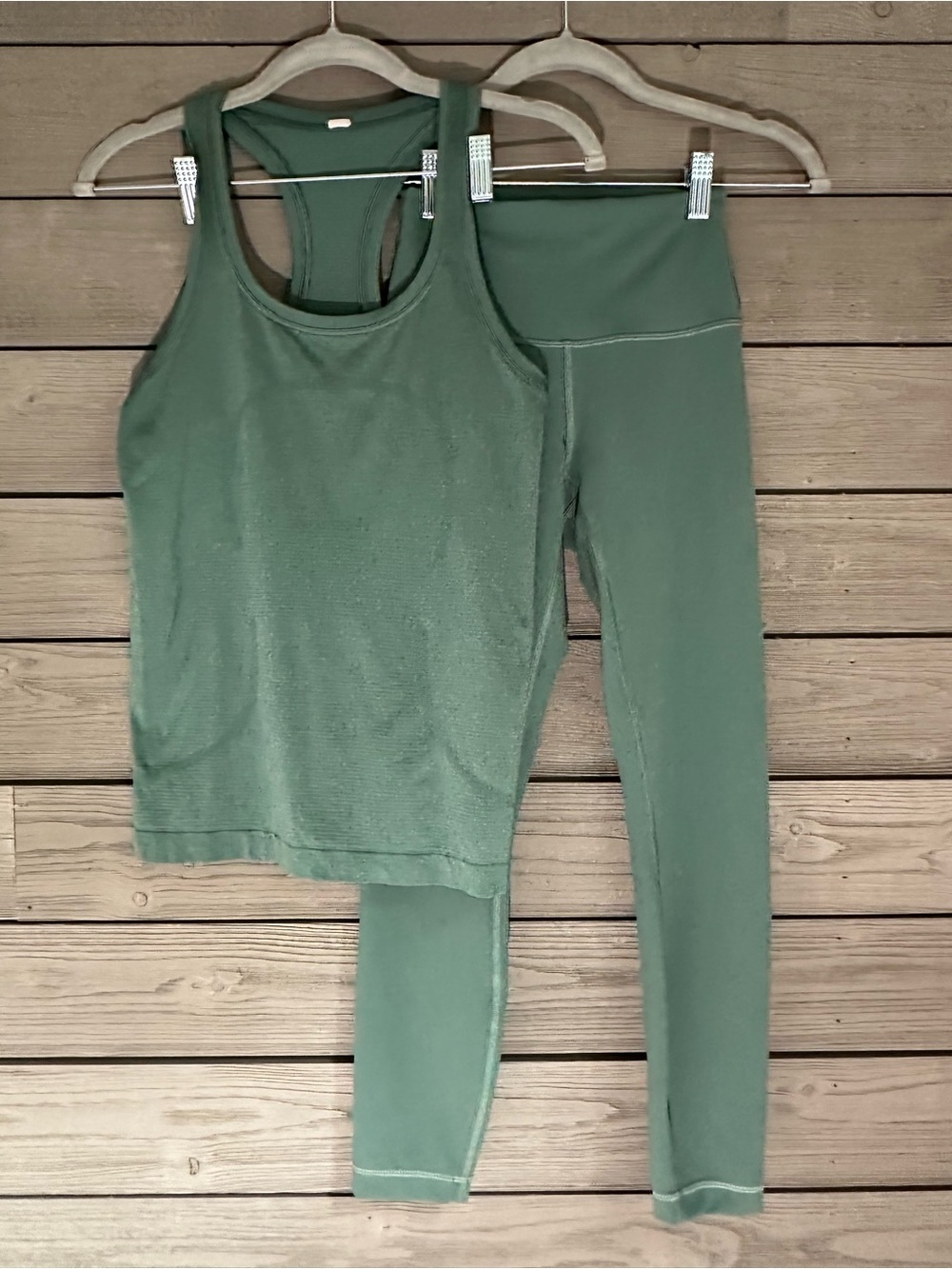 Lululemon SET Swiftly Tank Top Wunder Train Leggings Medium Forest Green Size 4